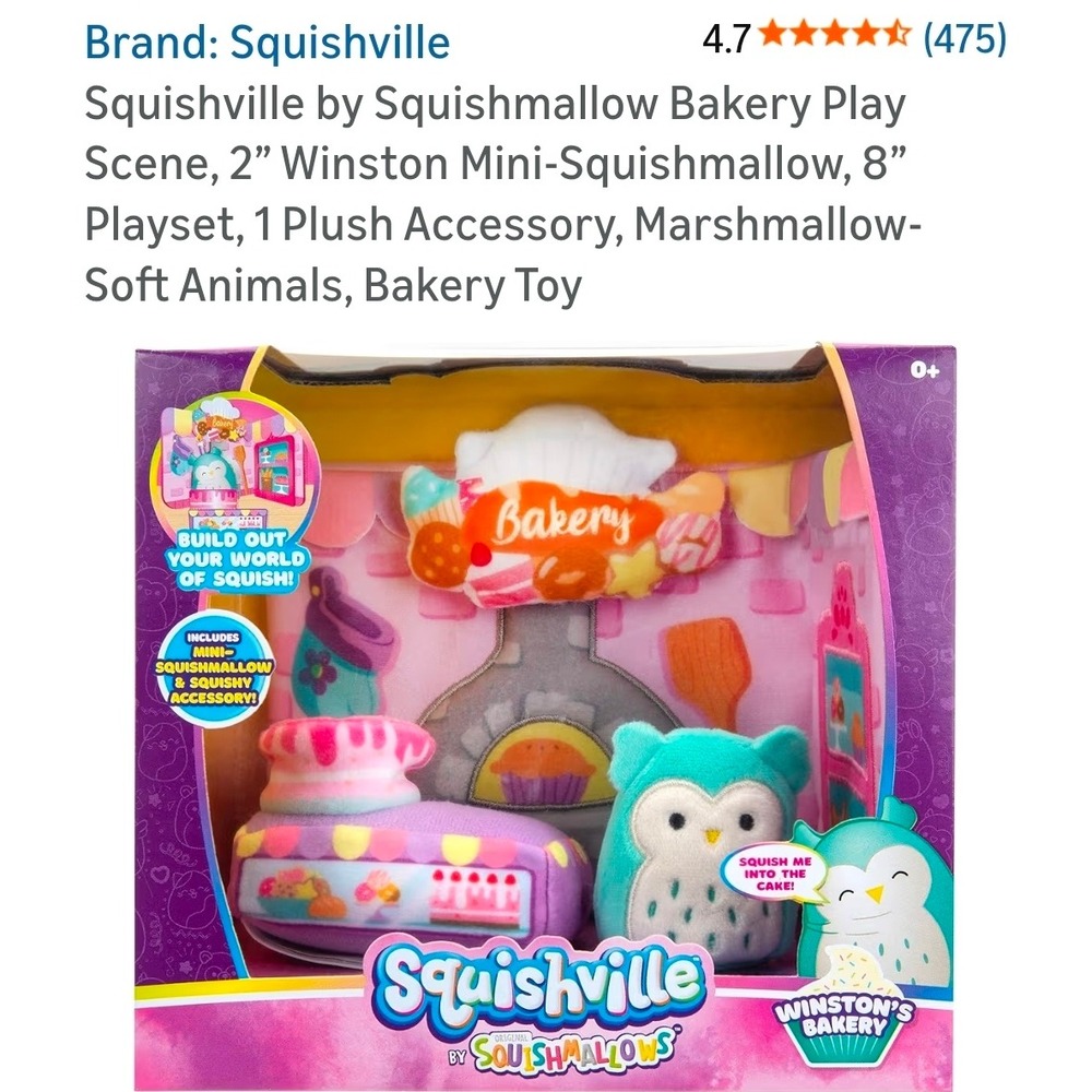Squishville by Squishmallows Winston Bakery Play Scene 2 inch Mini Plush Playset
